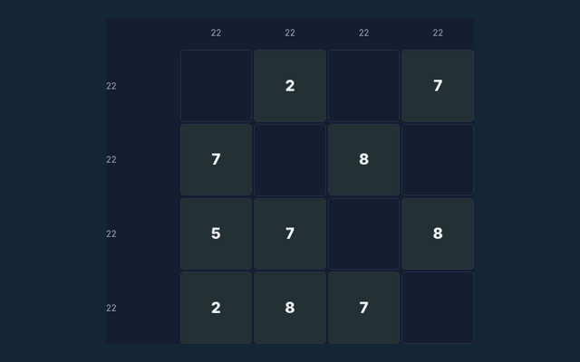 Kakuro playing interface