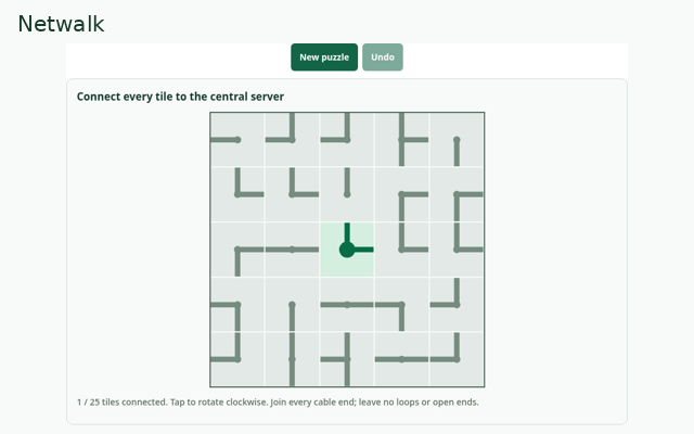 Netwalk playing interface